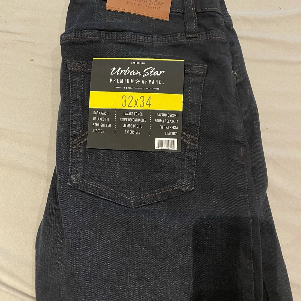 Dark blue jeans.